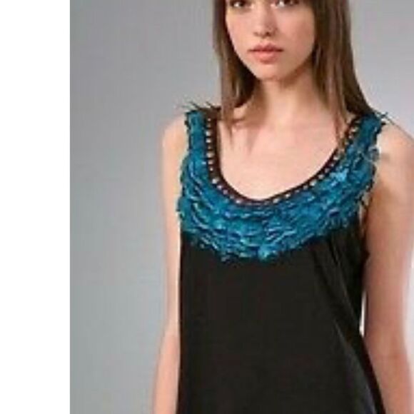 Diane Von Furstenburg Marietta Feathered Silk Tank‎ - Picture 1 of 8